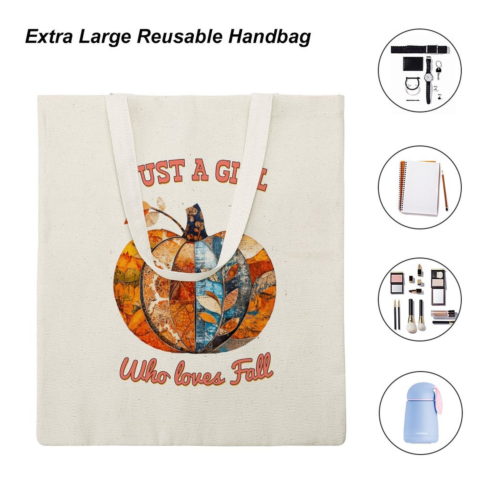 Just a Girl Who Loves Fall Pumpkins Canvas Tote Bag - 13.4