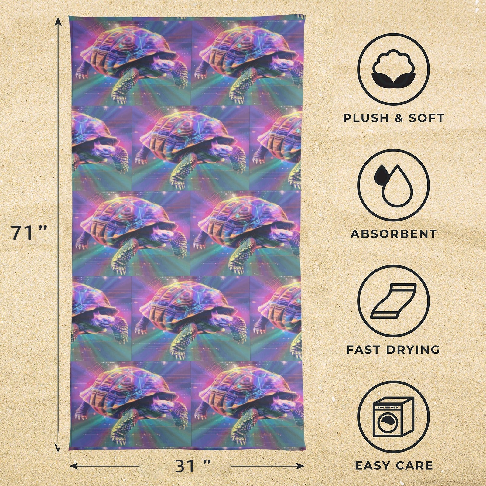 Turbo Turtle Gray Beach Towel 31