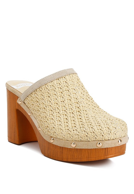 Women's Jeydena Raffia Platform Clogs