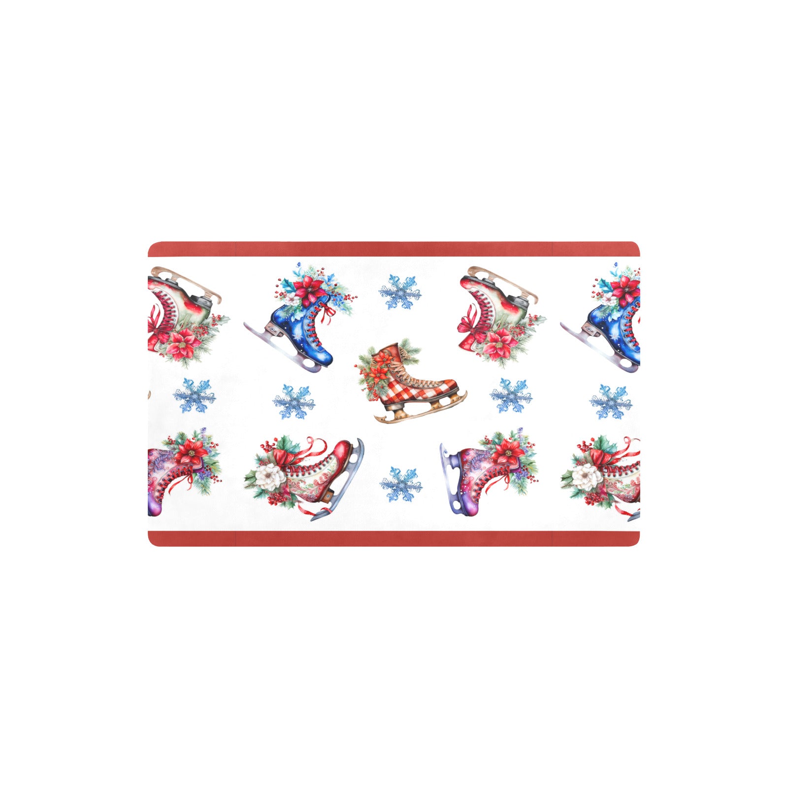 Christmas Skates with Red Border Kitchen Mat 32