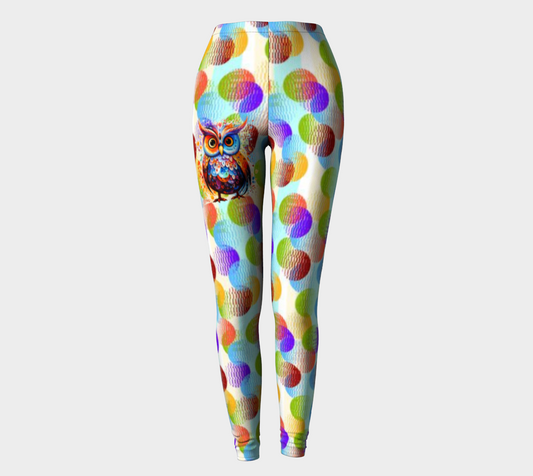 Colorful Spotted Hoot Owl Fun Leggings