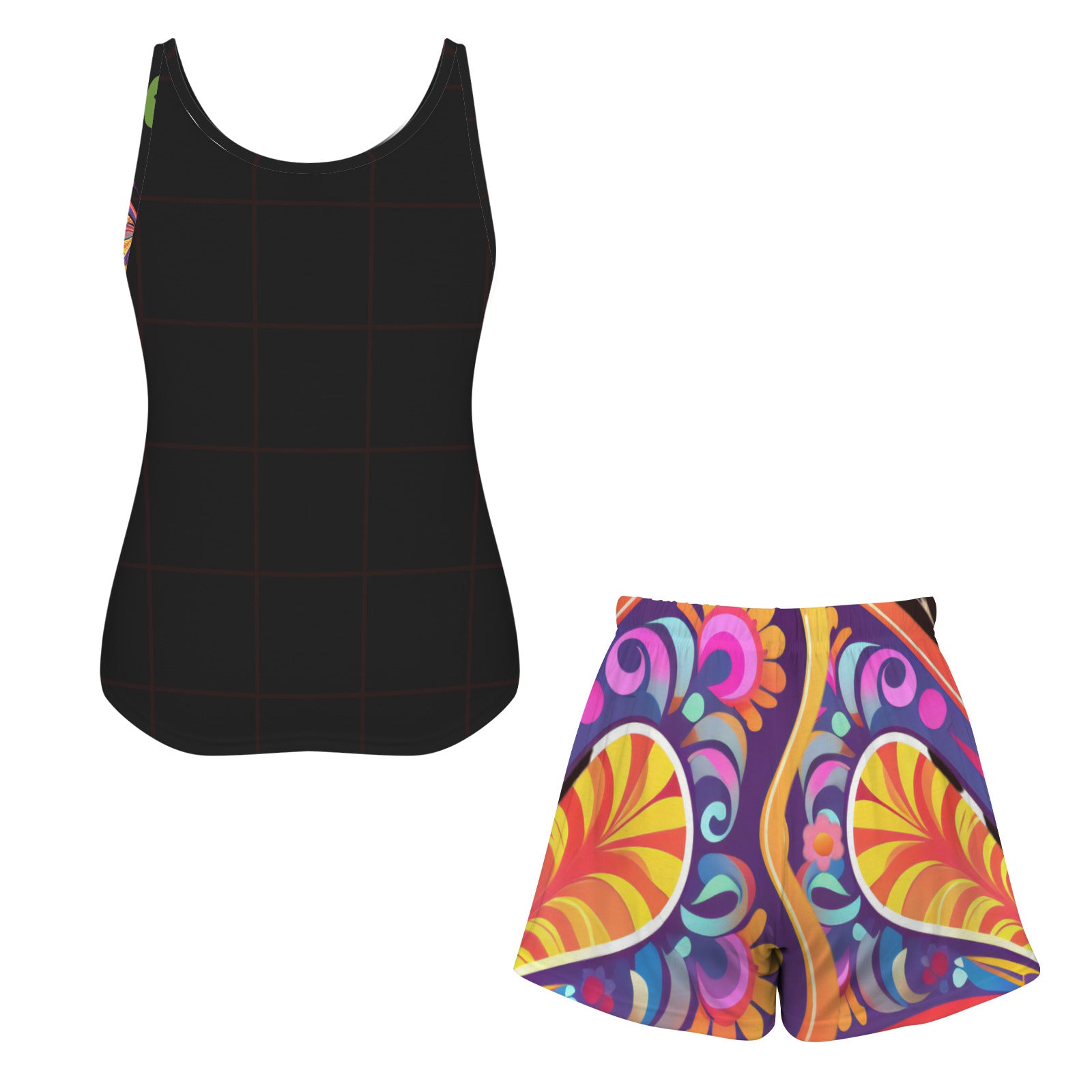 Groovy Butterfly Women's 2-piece Tank Top Pajama Shorts Set (Made in USA)