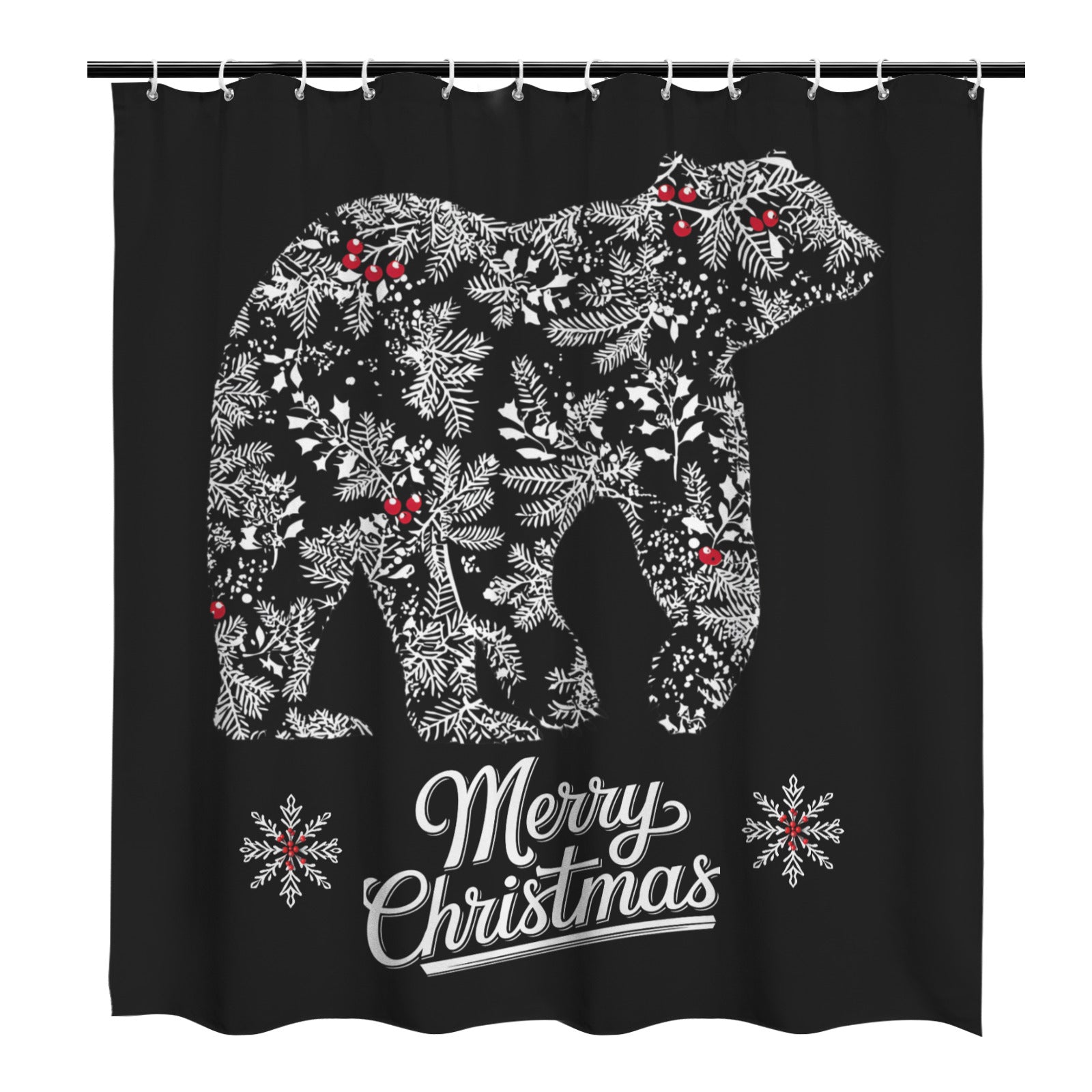 Merry Christmas Chinoiserie Polar Bear Shower Curtain - 66