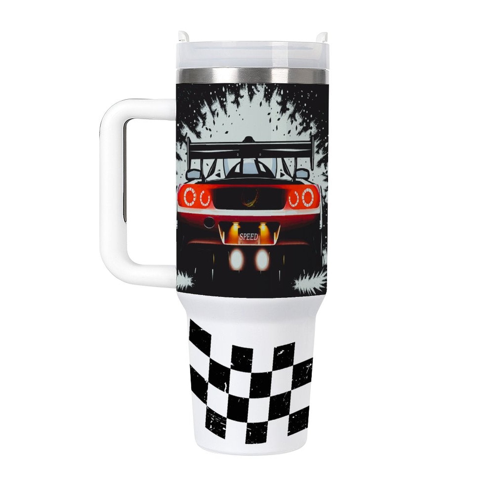 Fast Race Car 40oz Stainless Steel Insulated Tumbler with Handle & Lid (Made in USA)