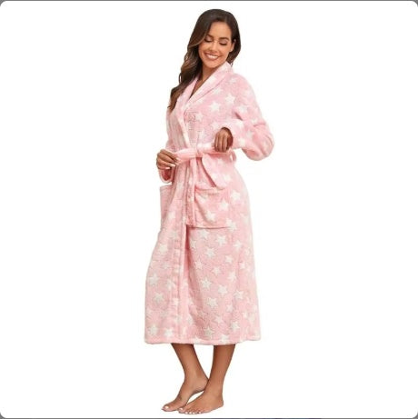 Plush Oversized Winter Soft Long Flannel Bathrobe With Hood