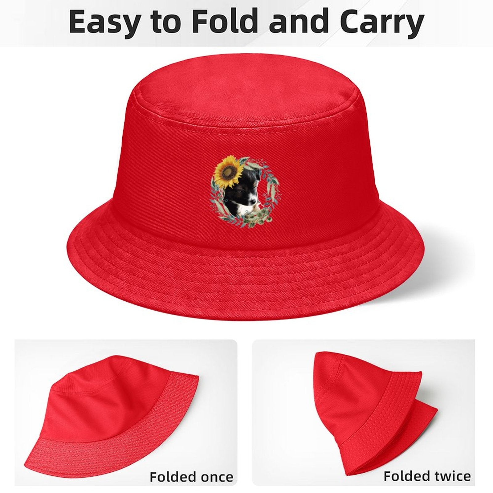 Cute Black Puppy Children’s Bucket Hat (Front Printing)