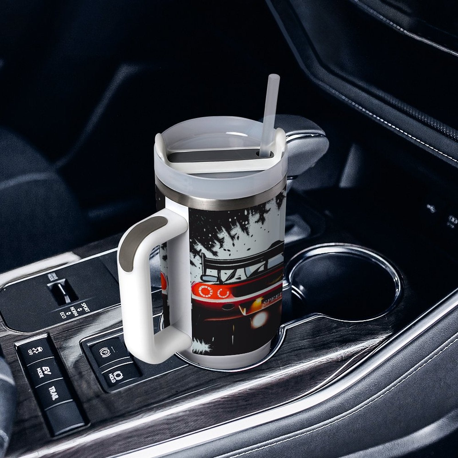 Fast Race Car 40oz Stainless Steel Insulated Tumbler with Handle & Lid (Made in USA)