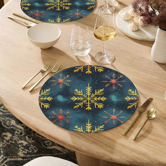 Snowflake Pattern with Bold Colors Round Placemat (Made in USA)