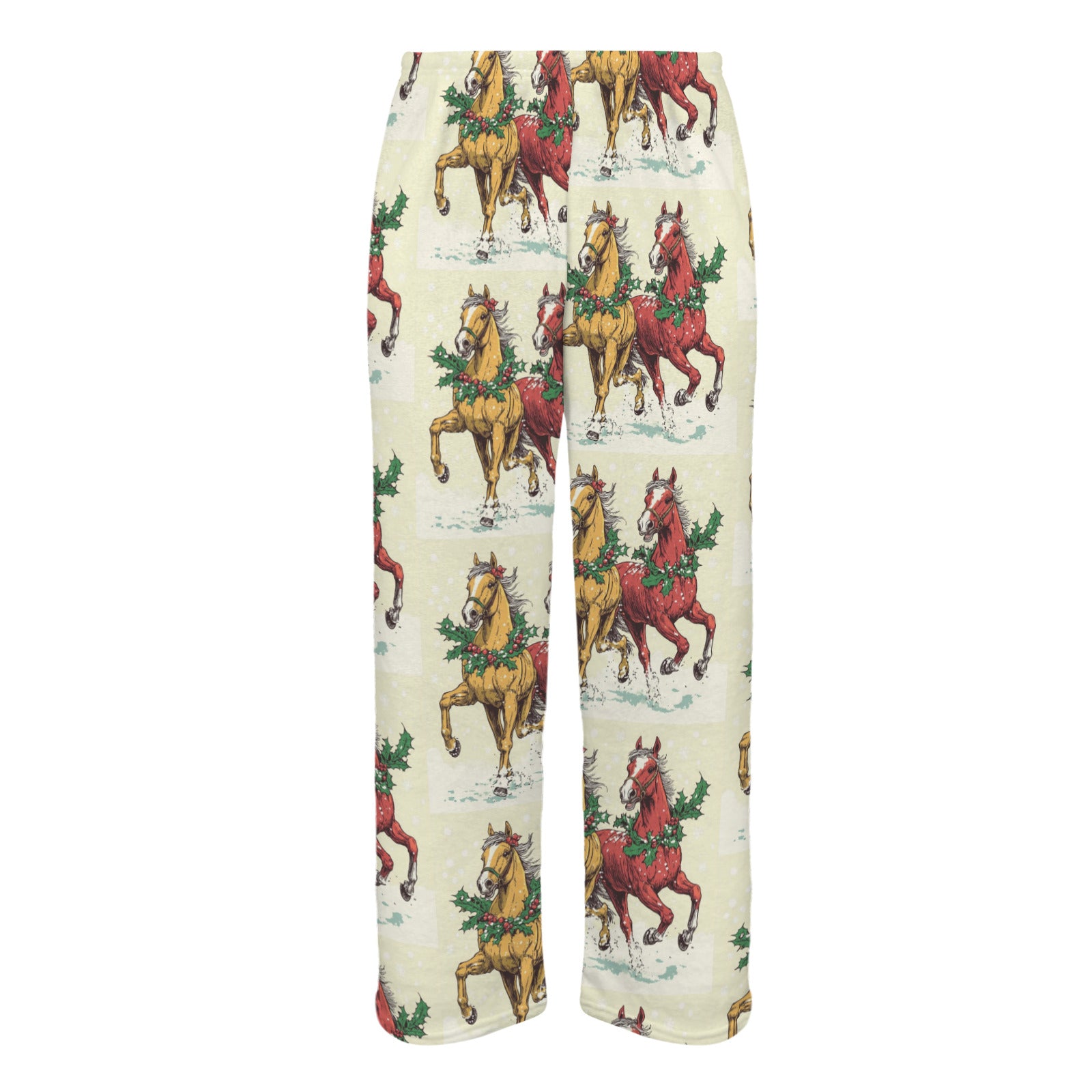 Horses at Christmas Men's Flannel Pajama Trousers (Model Sets 02)(Made in Queens)