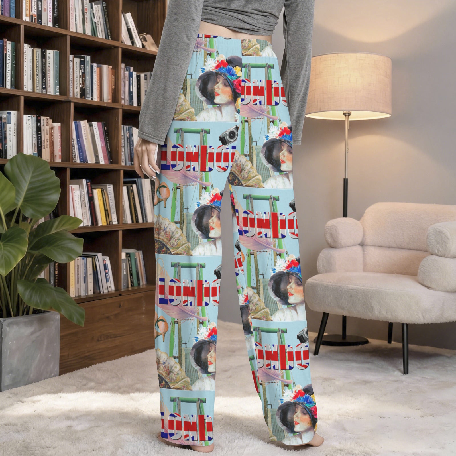 London Fashion Women's Drawstring Lounge Pants Without Pockets (Model L84)