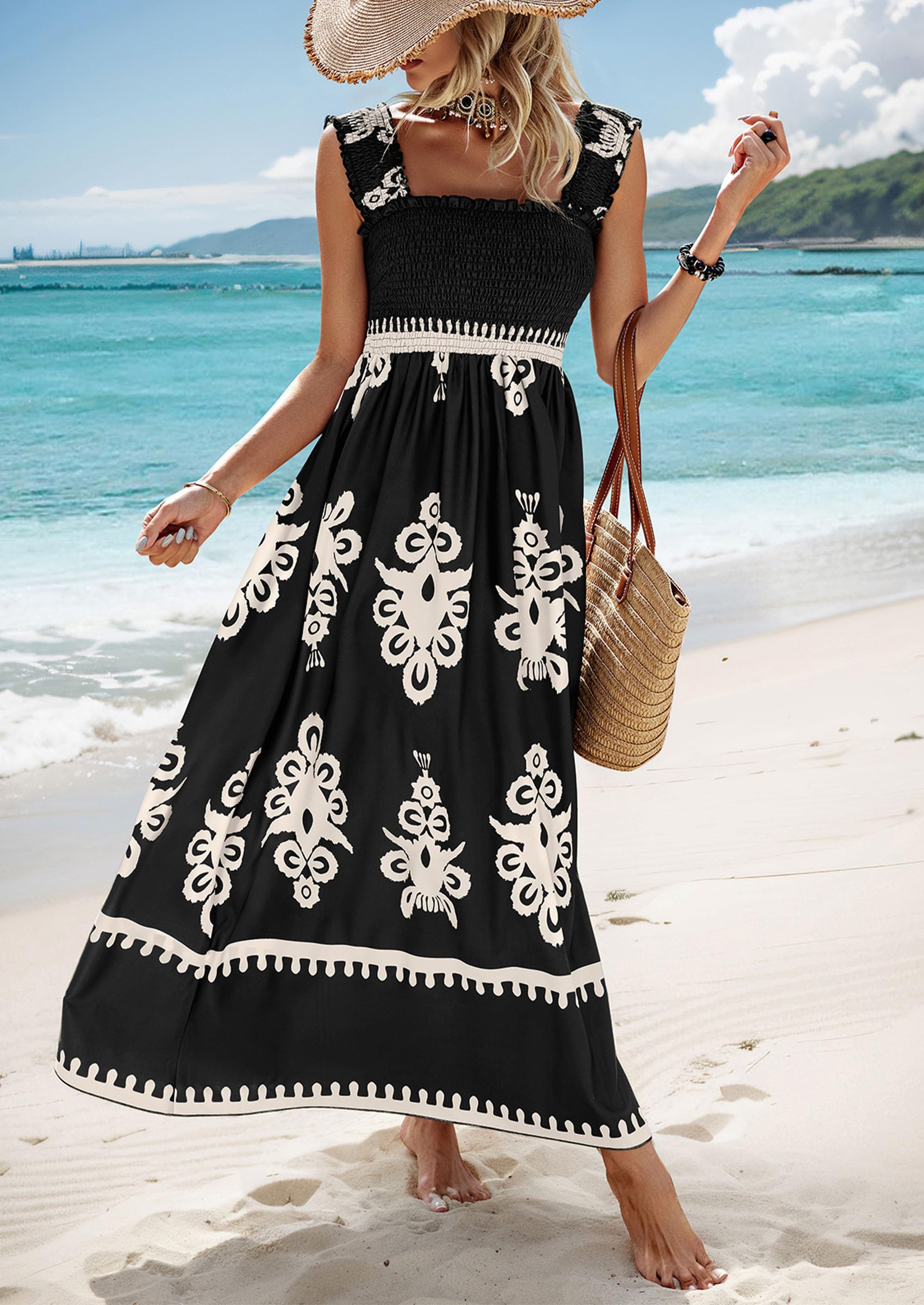Palace Style Elegant Lace Hem Sleeveless Maxi Summer Dress