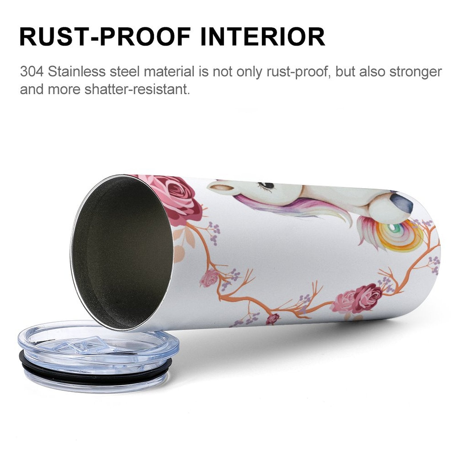 Baby Unicorn with Pink Roses 20oz Stainless Steel Travel Mug with Lid