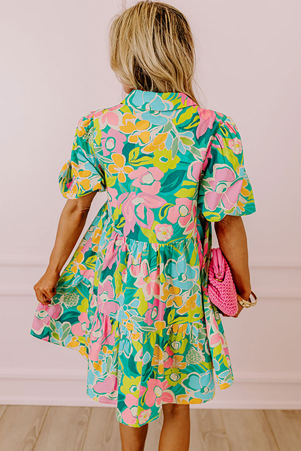 green floral babydoll dress Green Floral Print Babydoll Dress L