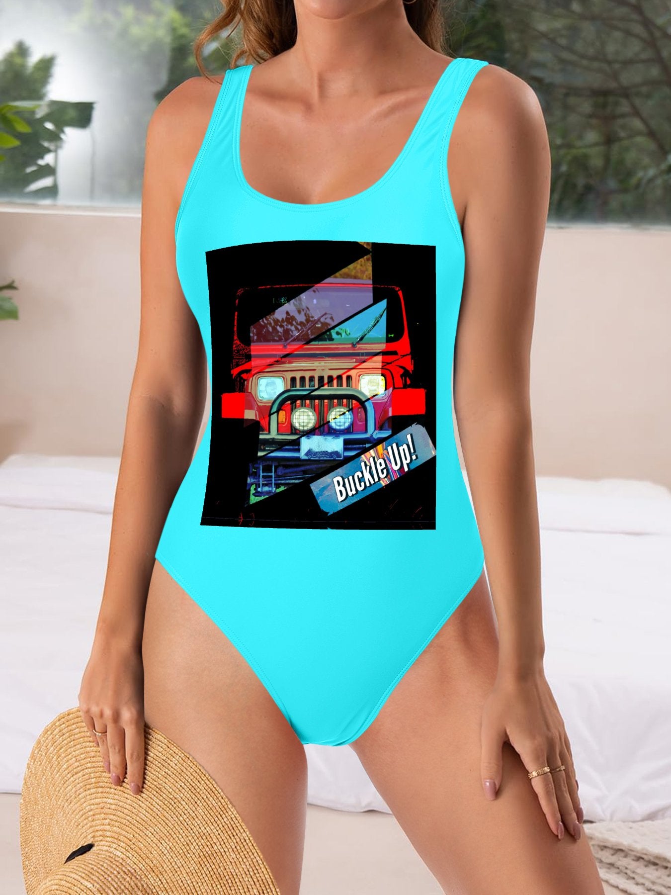 Buckle Up! 4-wheel Drive Athletic Strap One-Piece Swimsuit for Women