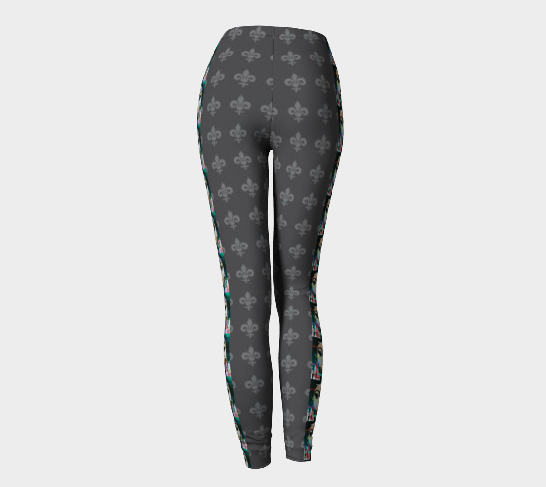 Beautiful Woman's Face Side Seam Printed Long Yoga Leggings