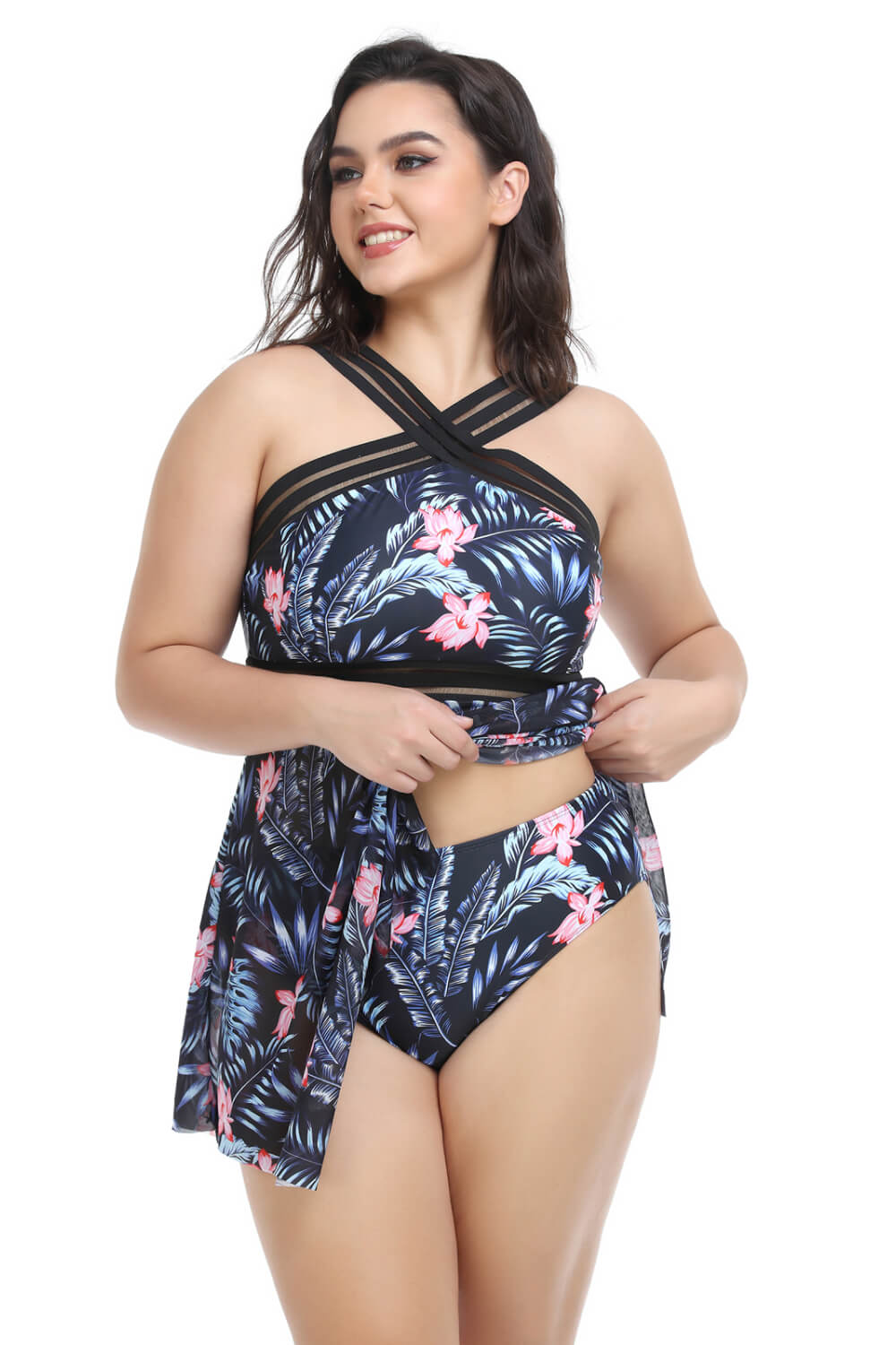 Women's Plus Size Handkerchief-Hem 2-piece Swimsuit Dress
