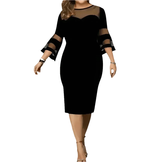 Black Mesh Plus Size Dress Elegant Fashion Collection