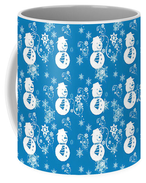Blue Festive Snowman Pattern - Mug