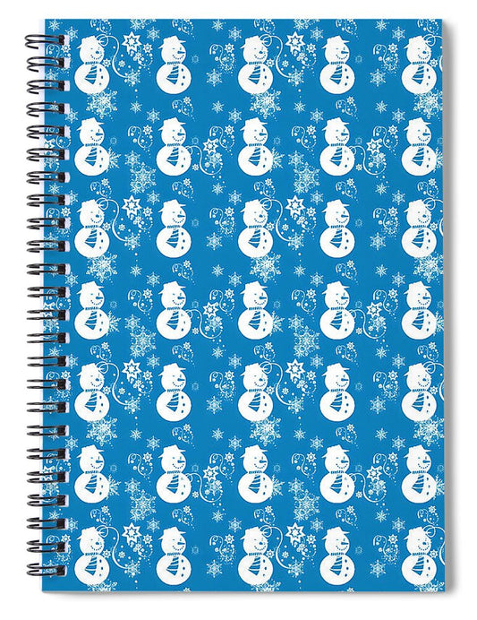Blue Festive Snowman Pattern - Spiral Notebook