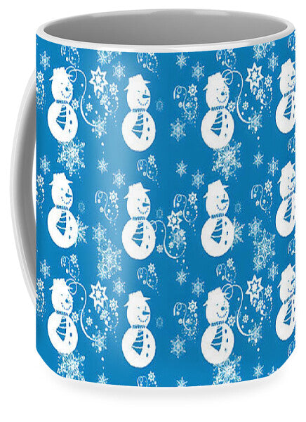 Blue Festive Snowman Pattern - Mug