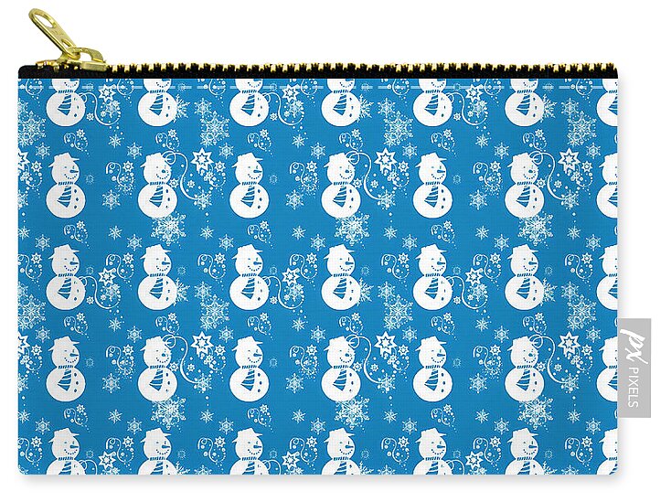 Blue Festive Snowman Pattern - Zip Pouch