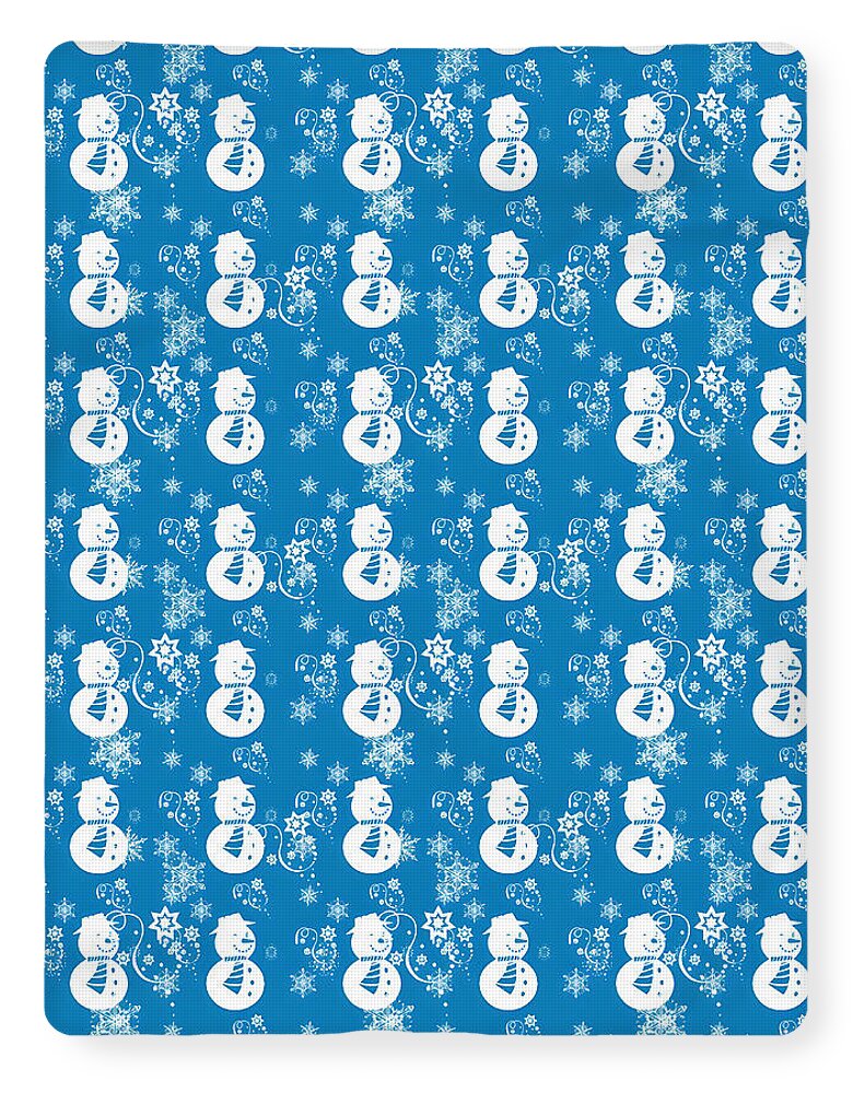 Blue Festive Snowman Pattern Blanket
