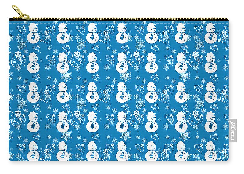 Blue Festive Snowman Pattern - Zip Pouch