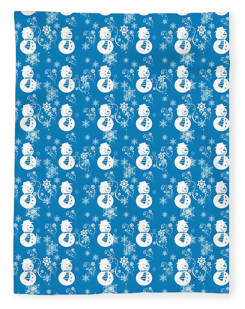 Blue Festive Snowman Pattern Blanket