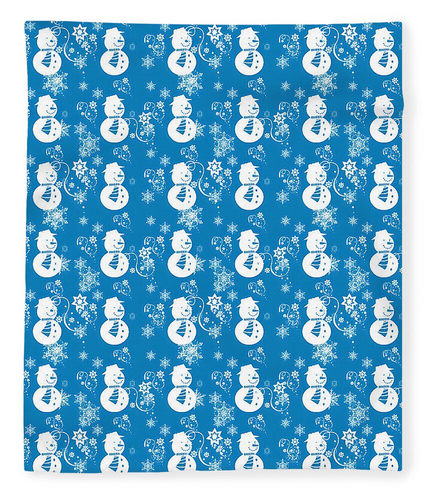 Blue Festive Snowman Pattern Blanket