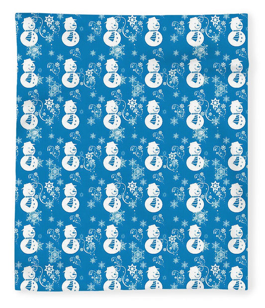 Blue Festive Snowman Pattern Blanket