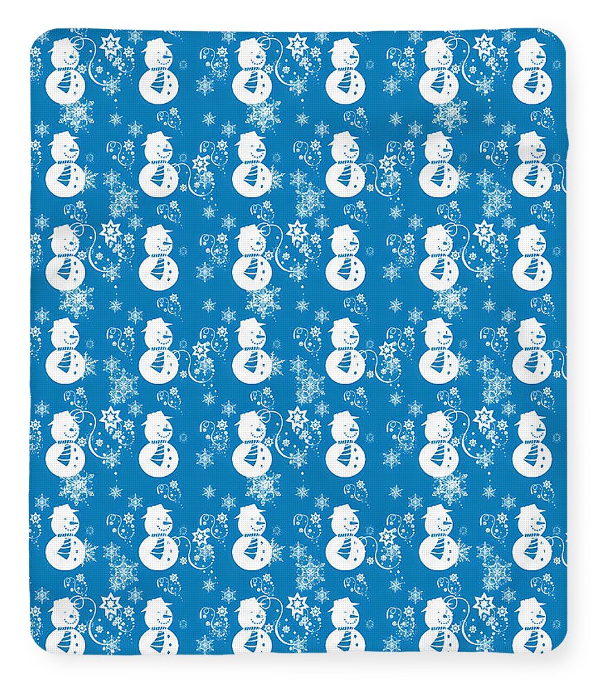 Blue Festive Snowman Pattern Blanket