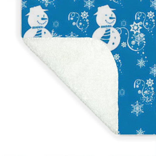 Blue Festive Snowman Pattern Blanket