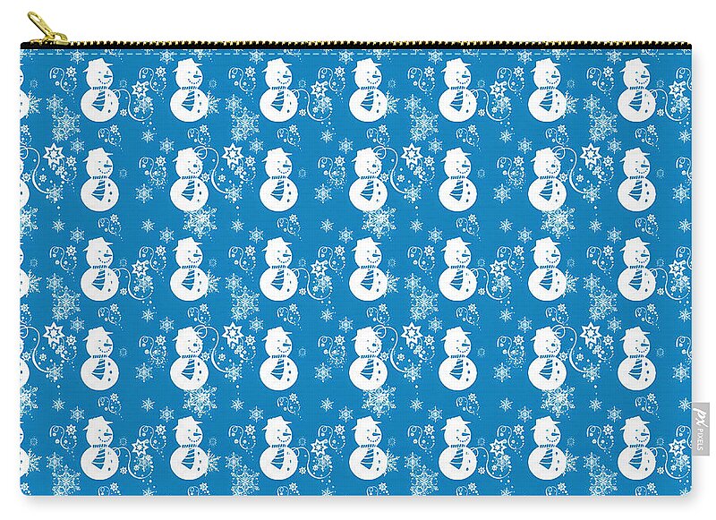 Blue Festive Snowman Pattern - Zip Pouch
