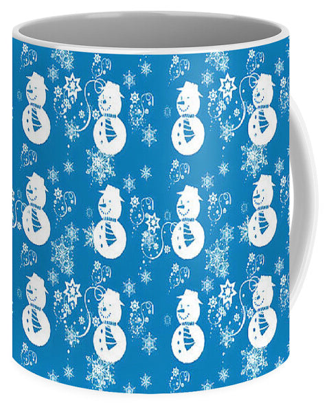 Blue Festive Snowman Pattern - Mug