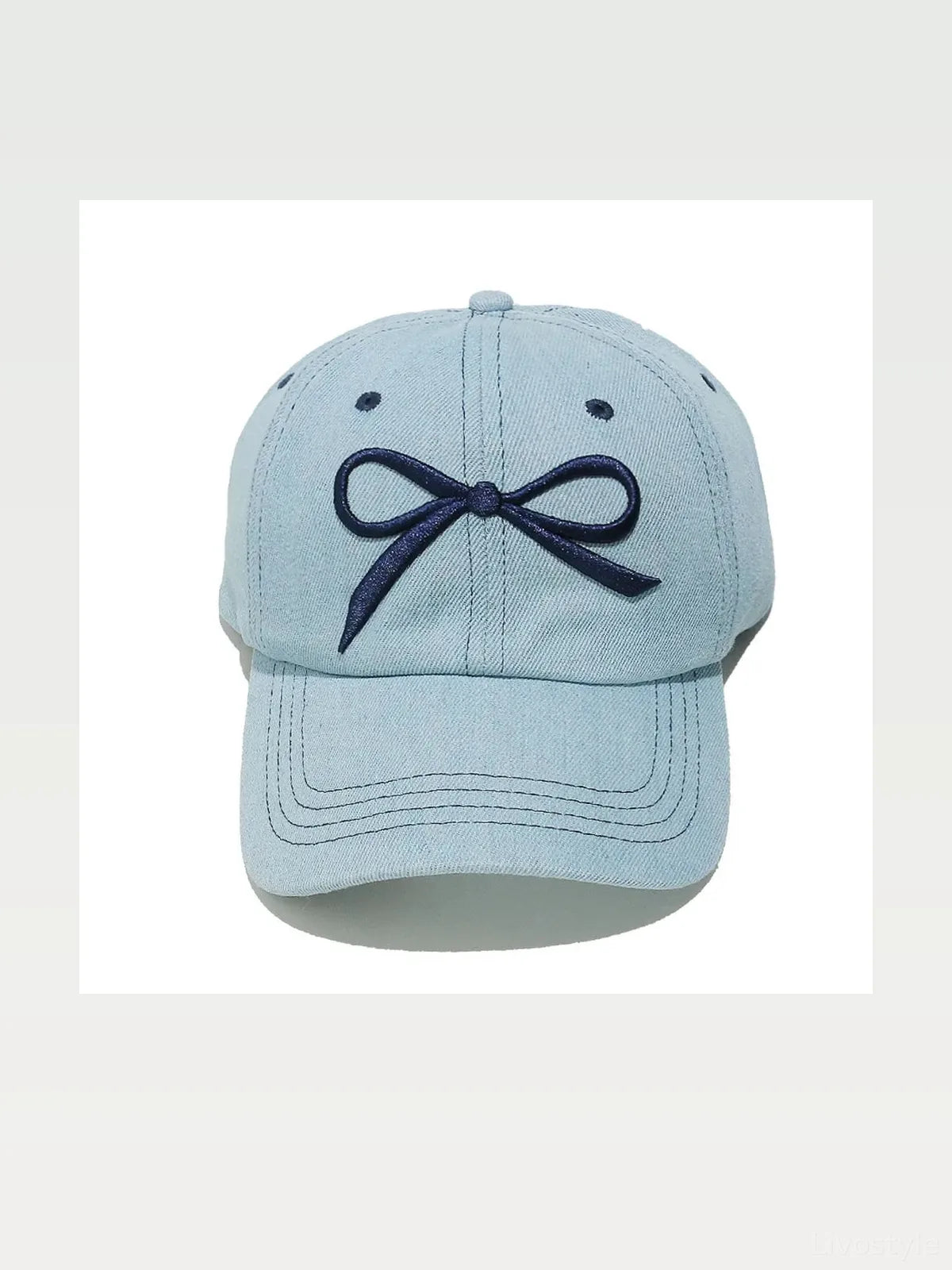 Bow Embroidered Denim Baseball Cap