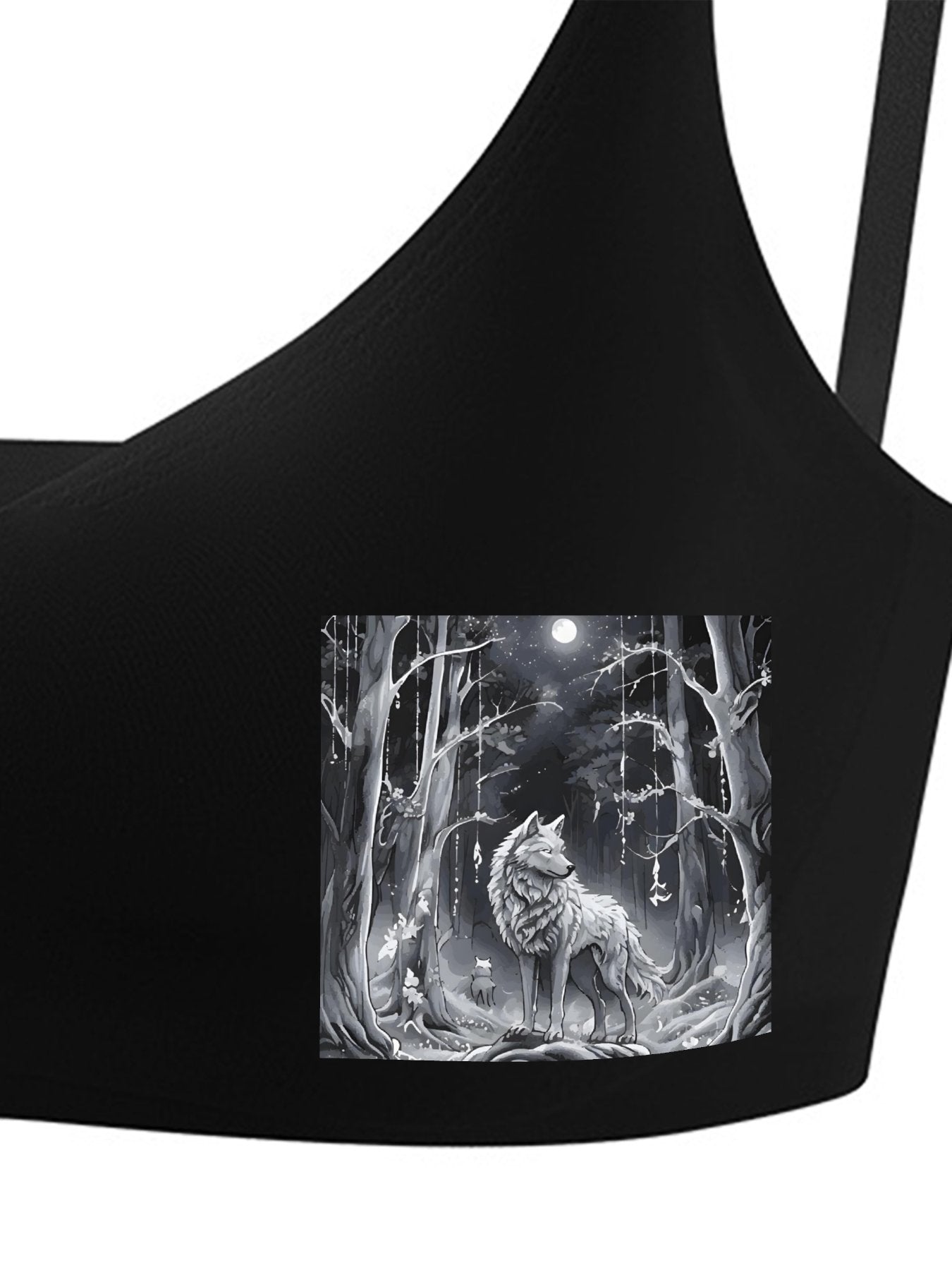 Ethereal Wolf in the Moonlight Seamless Bra for Women (Front Printing)