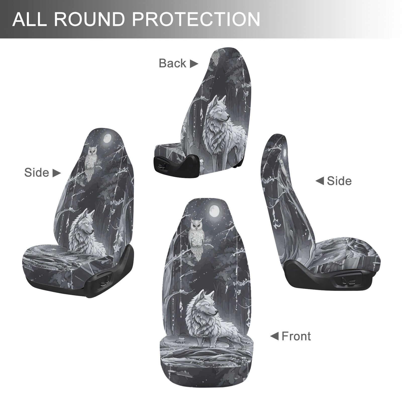 Wolf in Moonlit Forest Car Seat Covers (Set of 2) | Ships from USA