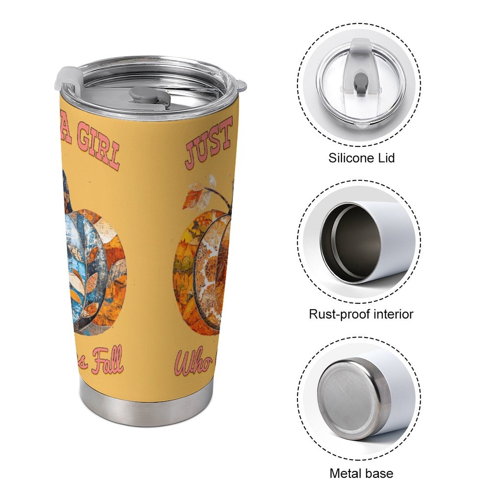 Just a Girl Who Loves Fall Pumpkins 20oz Insulated Stainless Steel Cup with Lid
