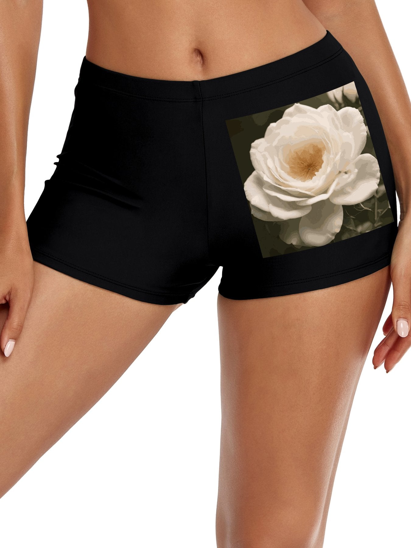 White Rose Boxer Brief Boyshorts for Women (Front Printing)