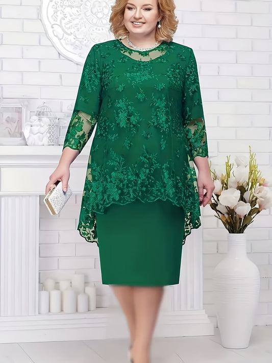 Women's Elegant Lace Two-Piece Evening Dress