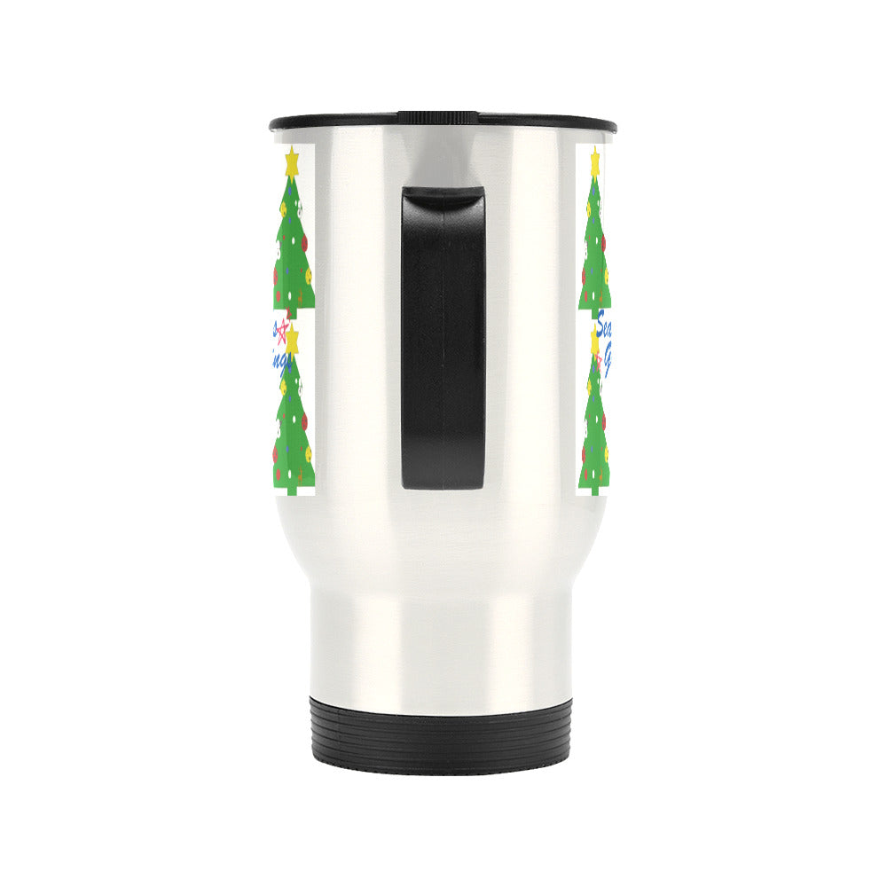 Season's Greetings Silver Travel Mug - 14 oz (Made in USA)