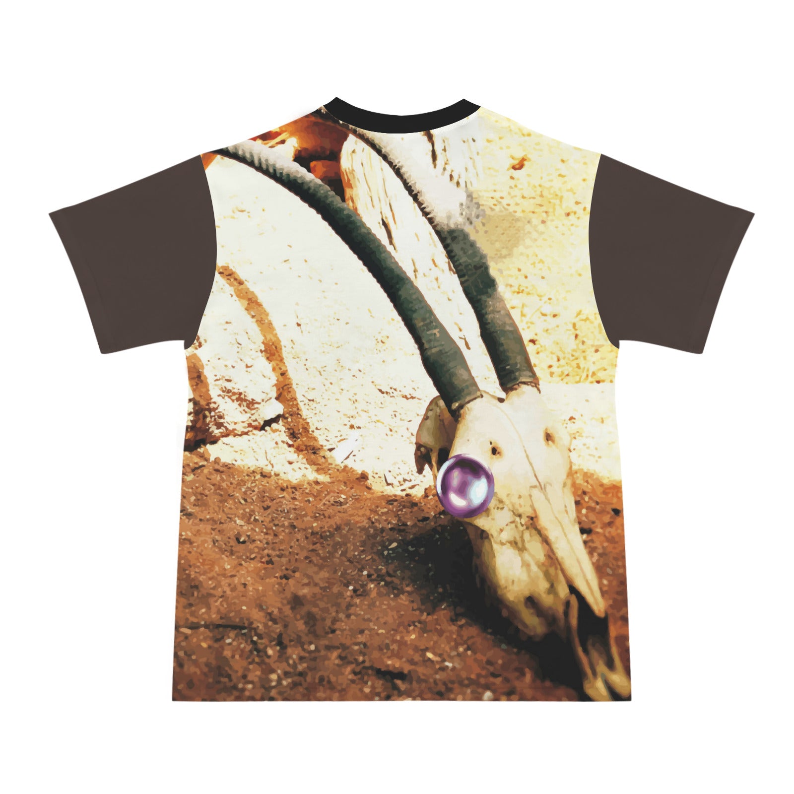 Skull with Jewel Eye Men's All Over Print Ribbed Collar T-Shirt (Model T94)
