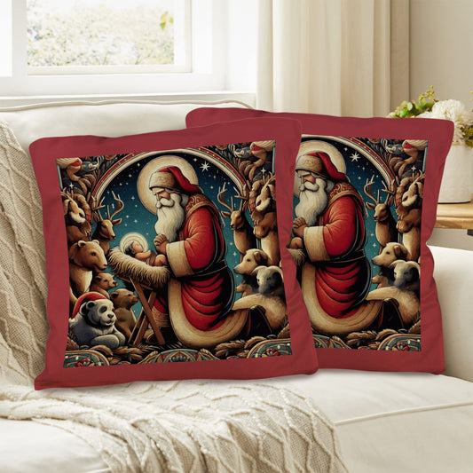 Santa with Baby Jesus Pillow Cases Custom Pillow Case 18 x 18 inch