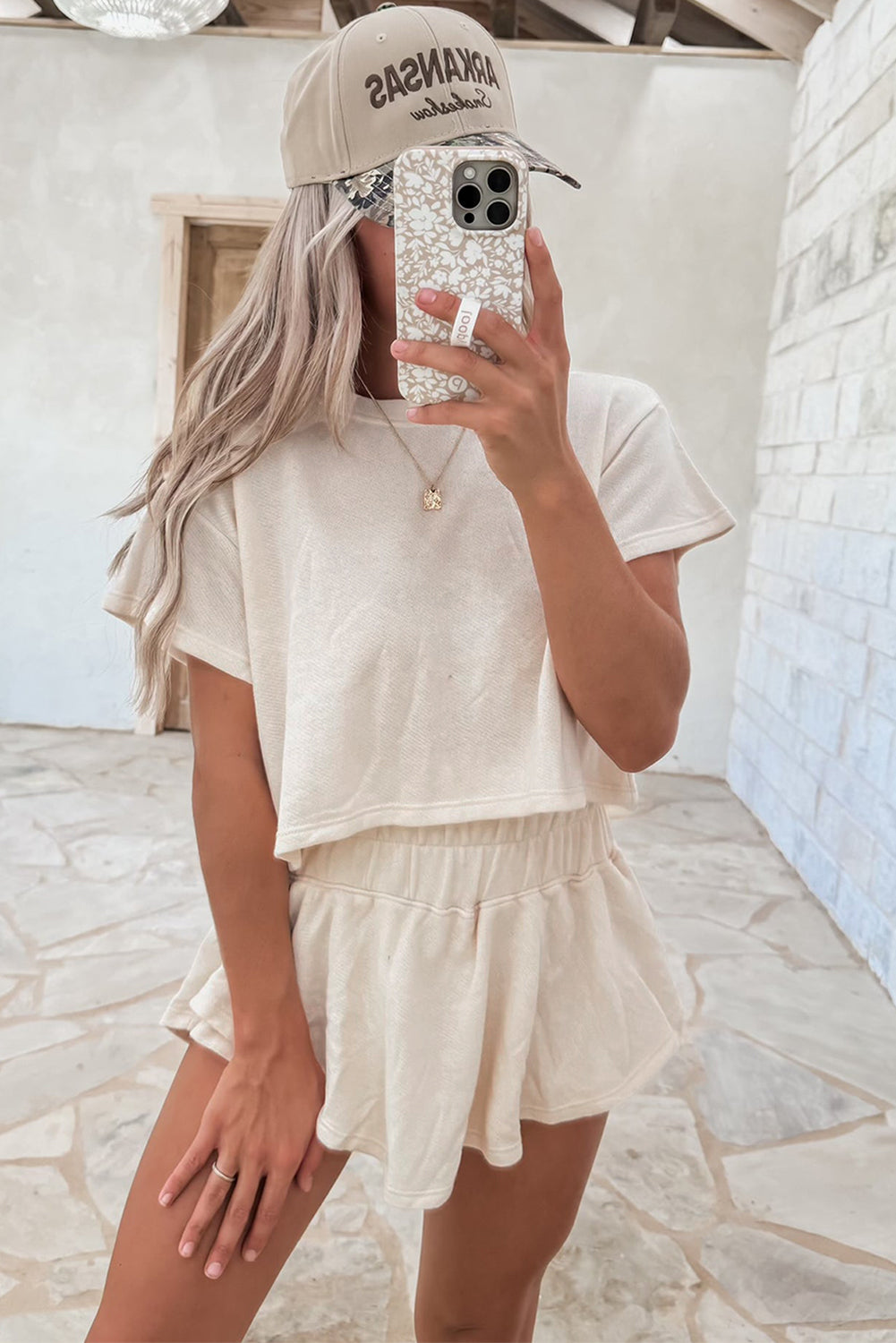 Women's 2-piece Cropped T-shirt and Ruffle High Waist Skort Set Outfit