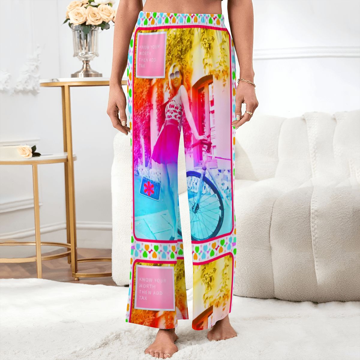 Women's Colorful Know Your Worth Lougewear Pajama Pants (Made in USA)