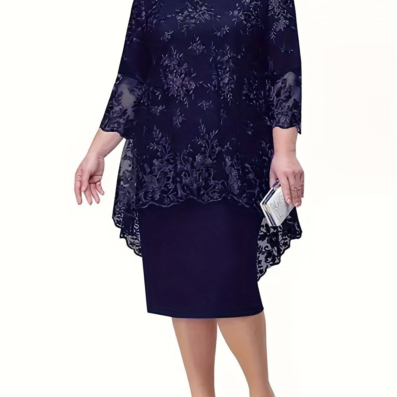 Women's Elegant Lace Two-Piece Evening Dress