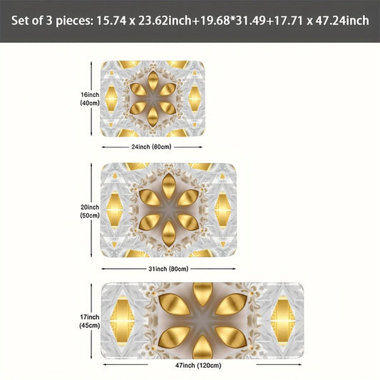Golden Design Kitchen 3-Piece Floor Mat Set (One-sided Printing)