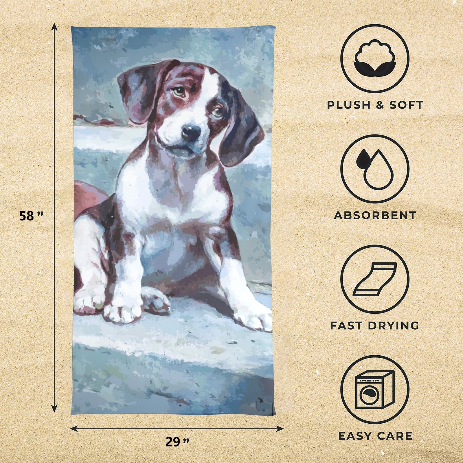 Adorable Puzzled Puppy Beach Towel - 29