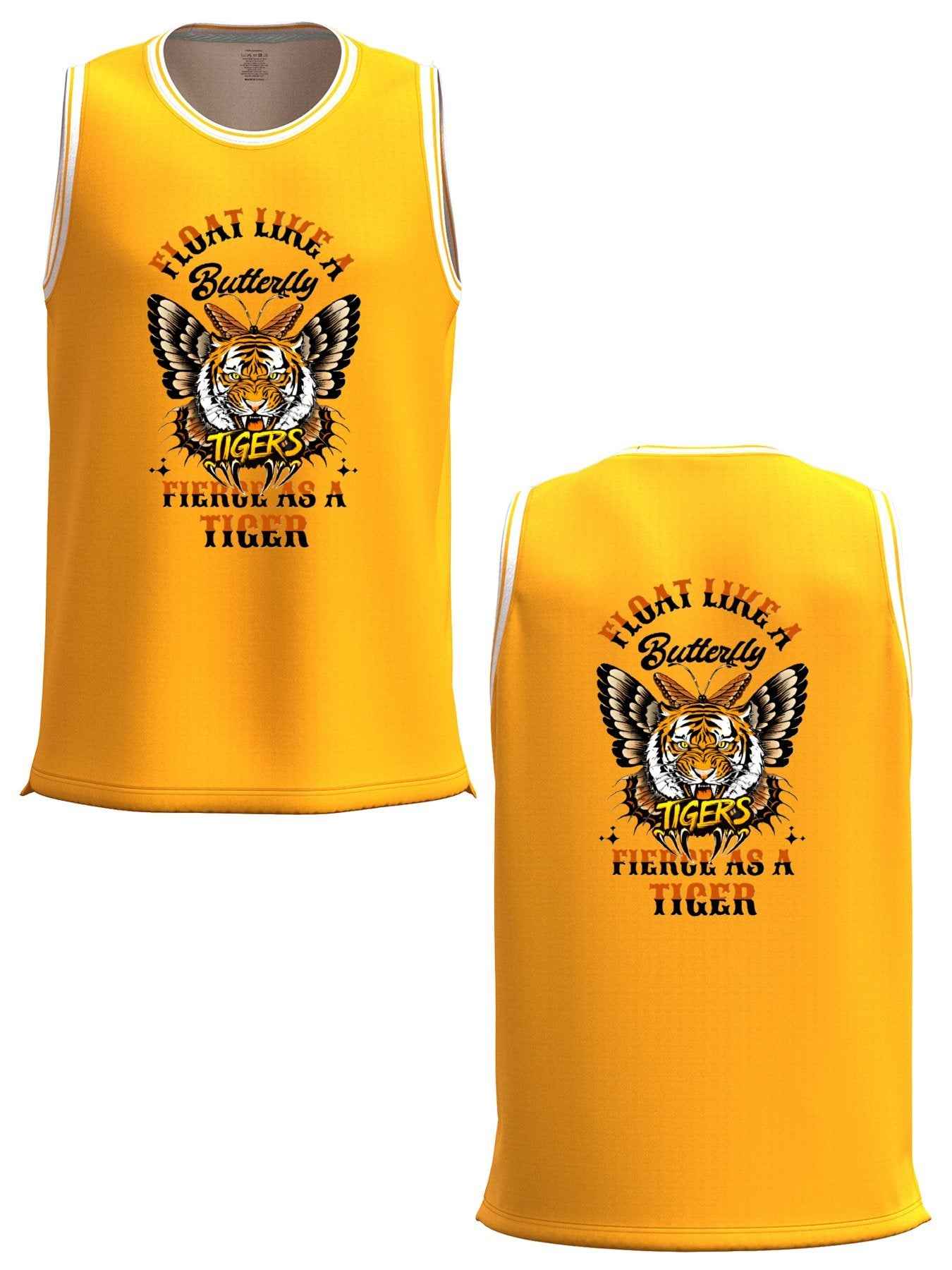 Float Like a Butterfly Fierce Tiger Adult Yellow Basketball Jersey | Ships From USA