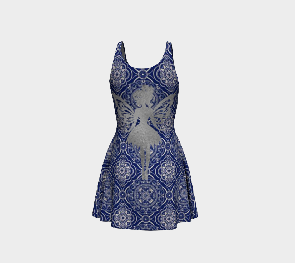 Silver Fairy Pattern Flared Short Dress
